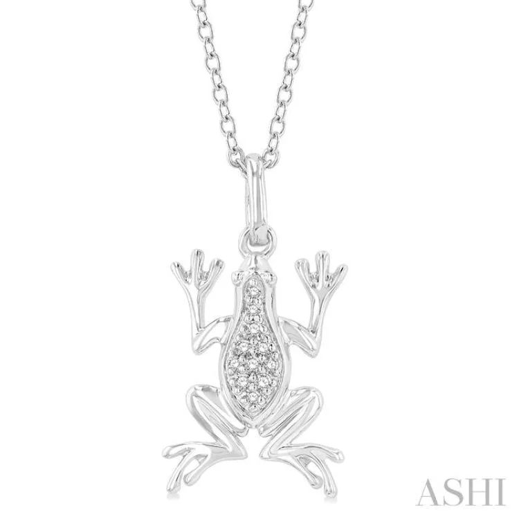 1/20 ctw Amphibian Round Cut Diamond Petite Fashion Pendant With Chain in 10K White Gold