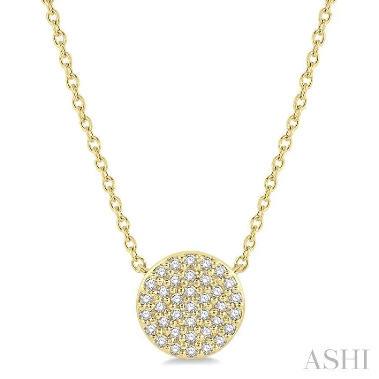 1/6 ctw Disc Round Cut Diamond Necklace in 10K Yellow Gold