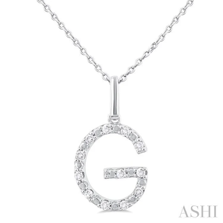 1/10 Ctw Initial 'G' Round Cut Diamond Fashion Pendant With Chain in Sterling Silver