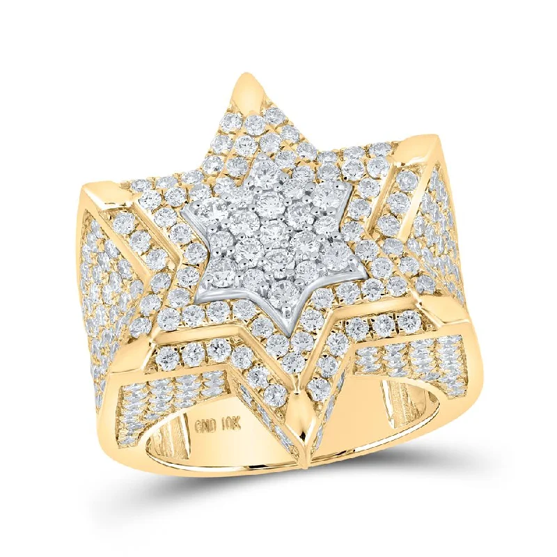 10kt Two-tone Gold Mens Round Diamond Magen David Star Ring 5 Cttw