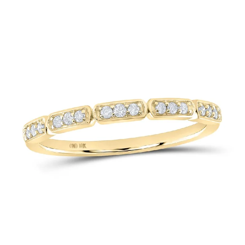 10kt Yellow Gold Womens Round Diamond Stackable Band Ring 1/8 Cttw