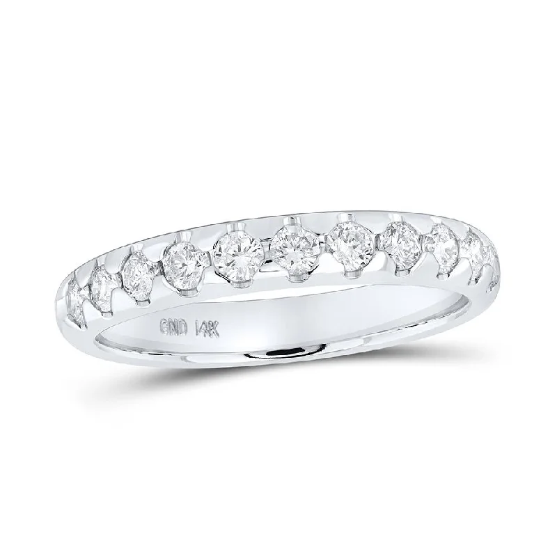 14kt White Gold Womens Round Diamond Machine Set Band Ring 1/2 Cttw