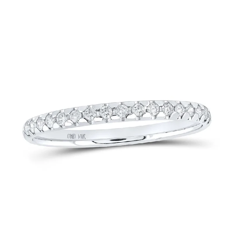 14kt White Gold Womens Round Diamond Machine-set Band Ring 1/6 Cttw