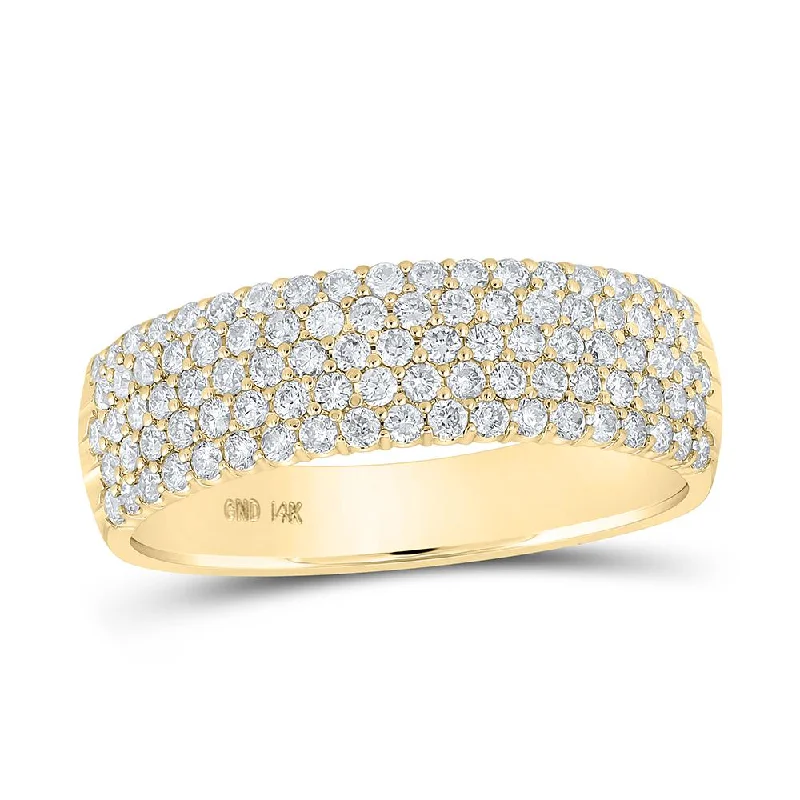 14kt Yellow Gold Womens Round Diamond Pave Machine-set Band Ring 3/4 Cttw