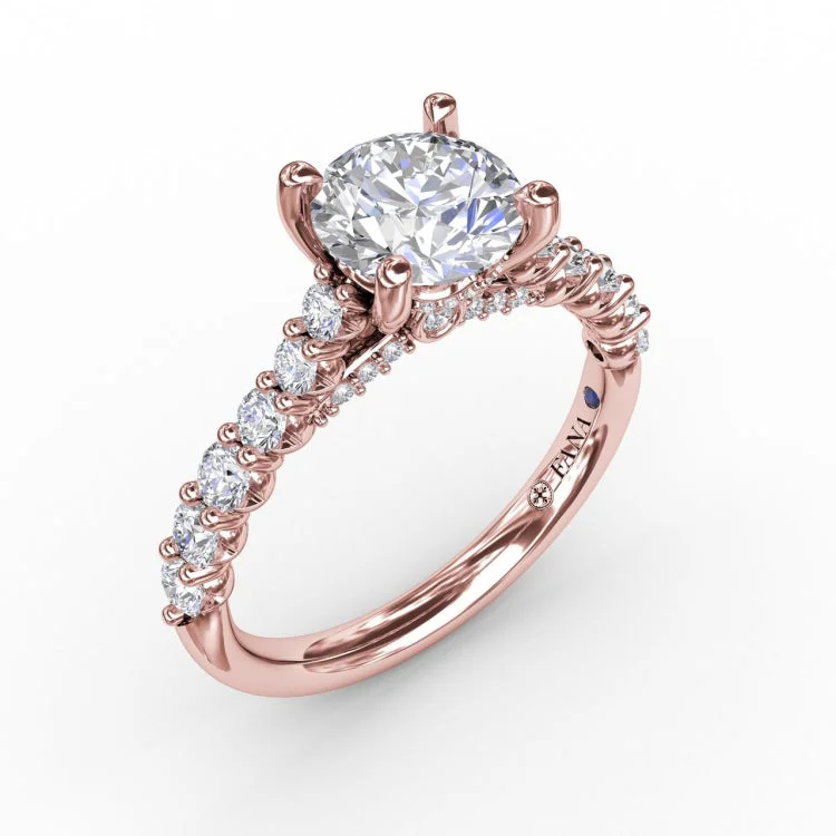 Contemporary Diamond Solitaire Engagement Ring With Hidden Halo