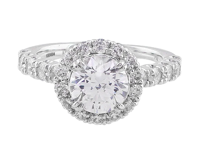 18k White Gold Modern Diamond Halo Setting