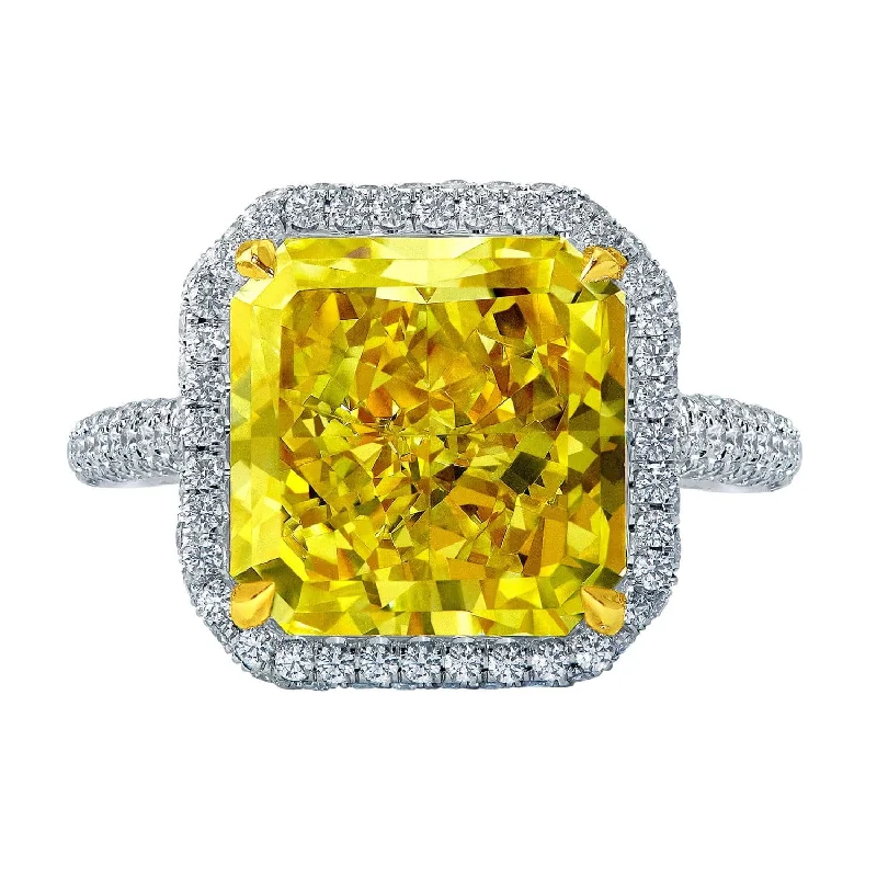 Platinum 8.05ct Fancy Yellow Radiant Diamond Ring