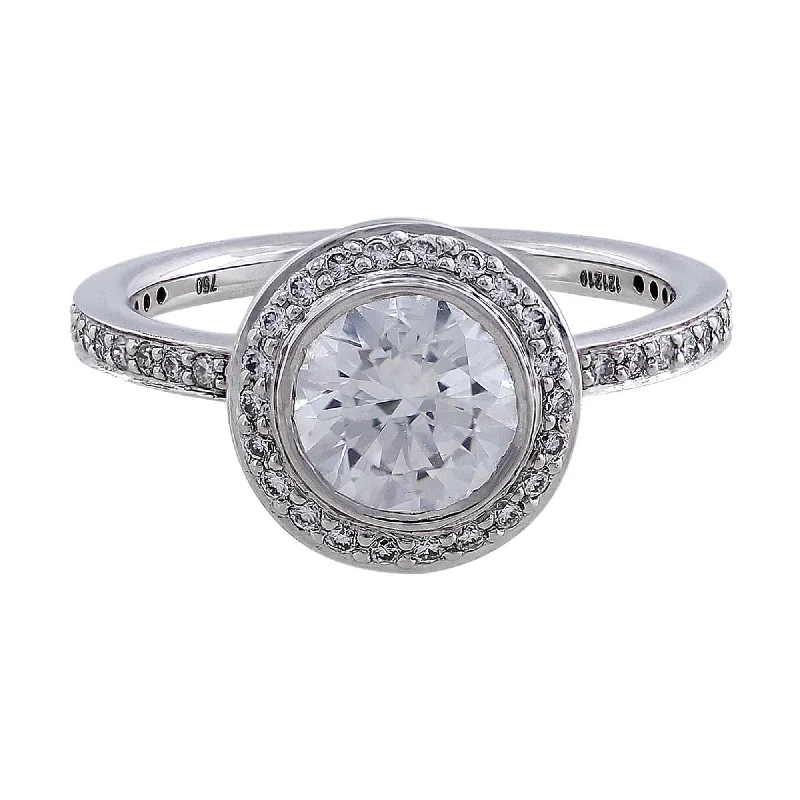 18k White Gold Endless Love Bezel Set Solitaire Diamond Ring