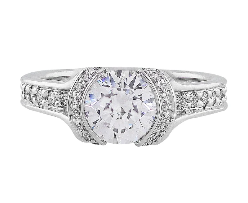 18k White Gold Partial Bezel Set Diamond Setting