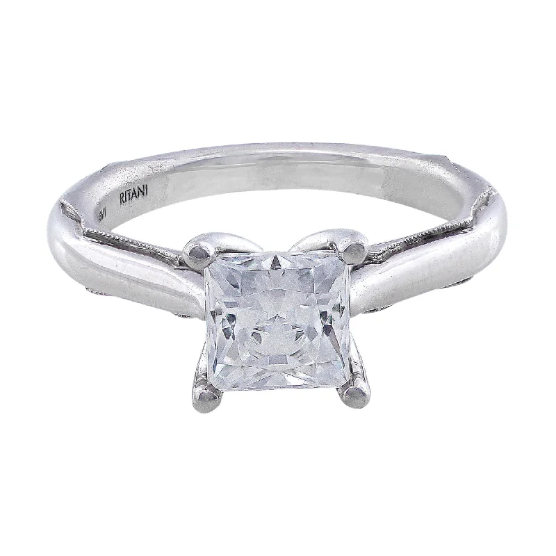 Ritani 18k White Gold Classic 1 Stone Ring