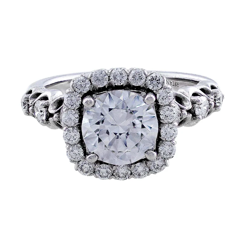 Ritani 18k White Gold Masterwork Pave Diamond Ring