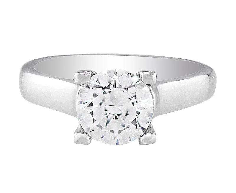 Ritani 18k White Gold Single Stone Modern Diamond Ring