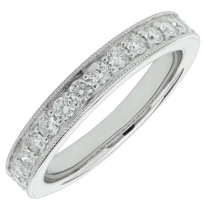 Diamond Pave Milgrain Wedding Band in 14kt White Gold (1/2ct tw)