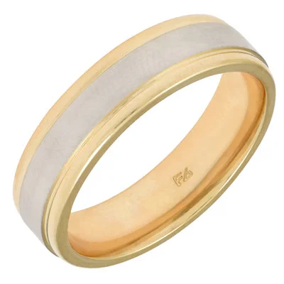 Mens Wedding Band in 14kt White and Yellow Gold