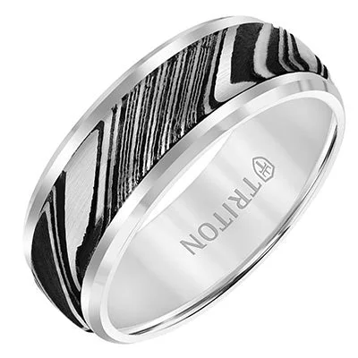 Mens Wedding Band in Damascus Steel (8mm)