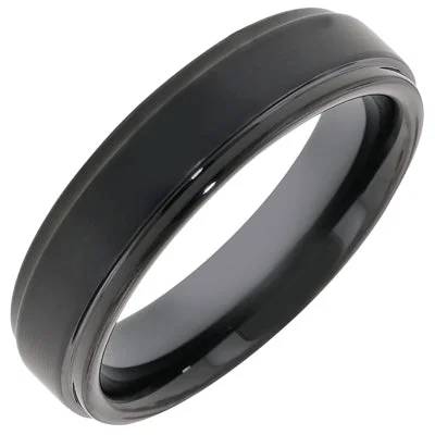 Triton Mens Comfort Fit Wedding Band in Black Tungsten (6mm)