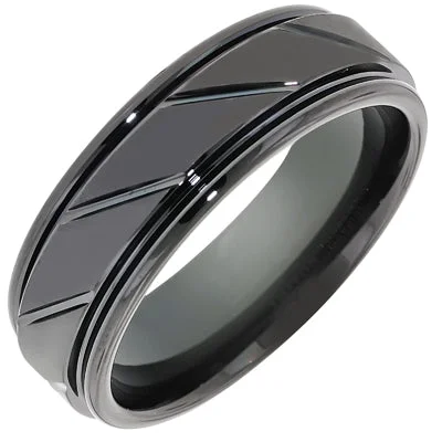 Triton Mens Comfort Fit Wedding Band in Black Tungsten (7mm)