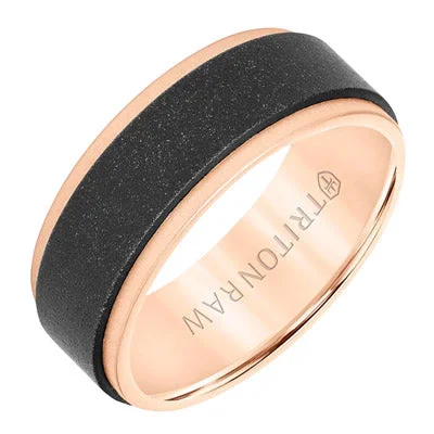 Triton Raw Mens Wedding Band in 14kt Rose Gold and Tungsten (8mm)