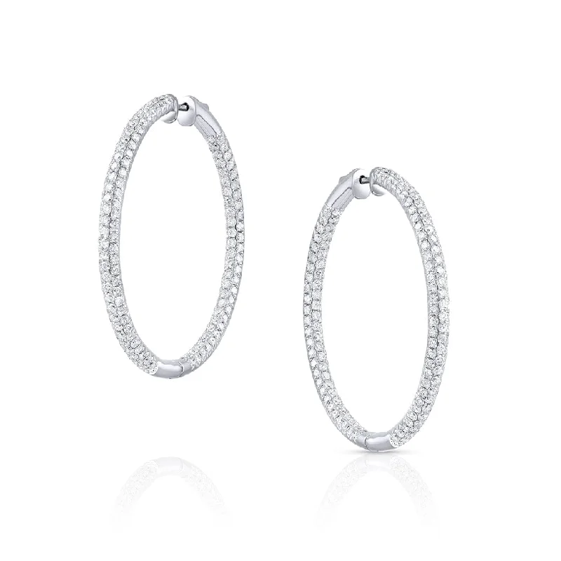 18KW ROUND PAVE DIAMOND 1.75" HOOPS