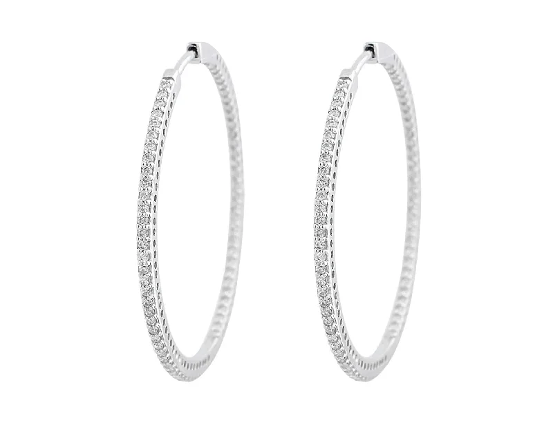 18k White Gold 1.25ct Diamond Hoop Earrings