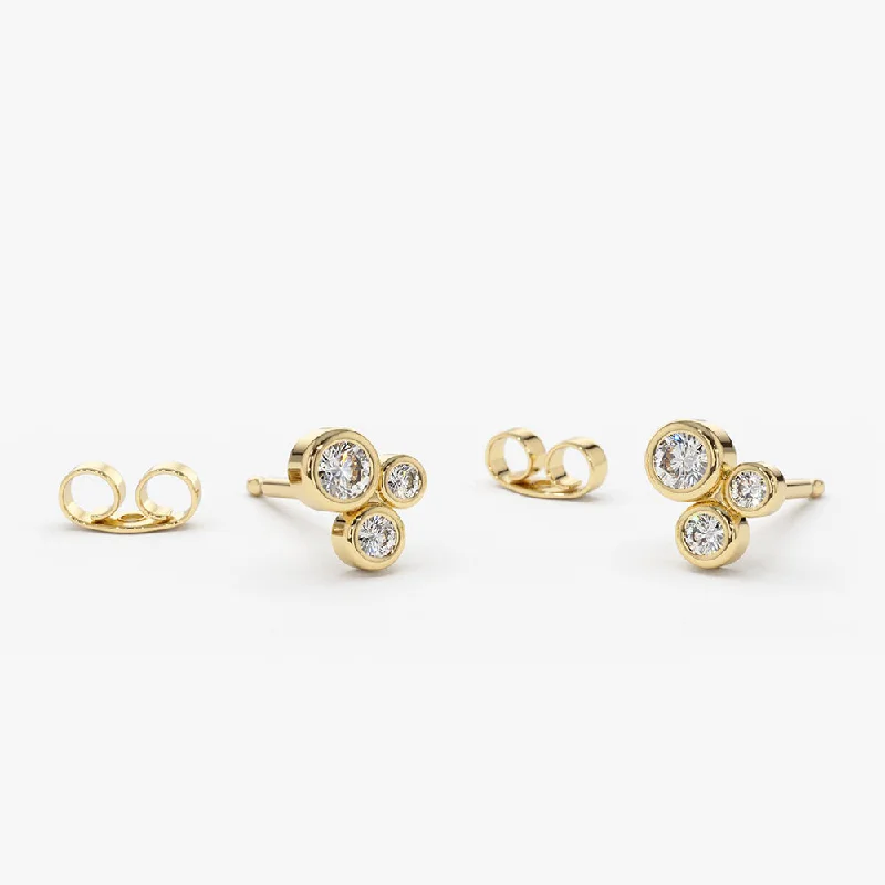 14K Gold Graduated Diamond Stud Earrings