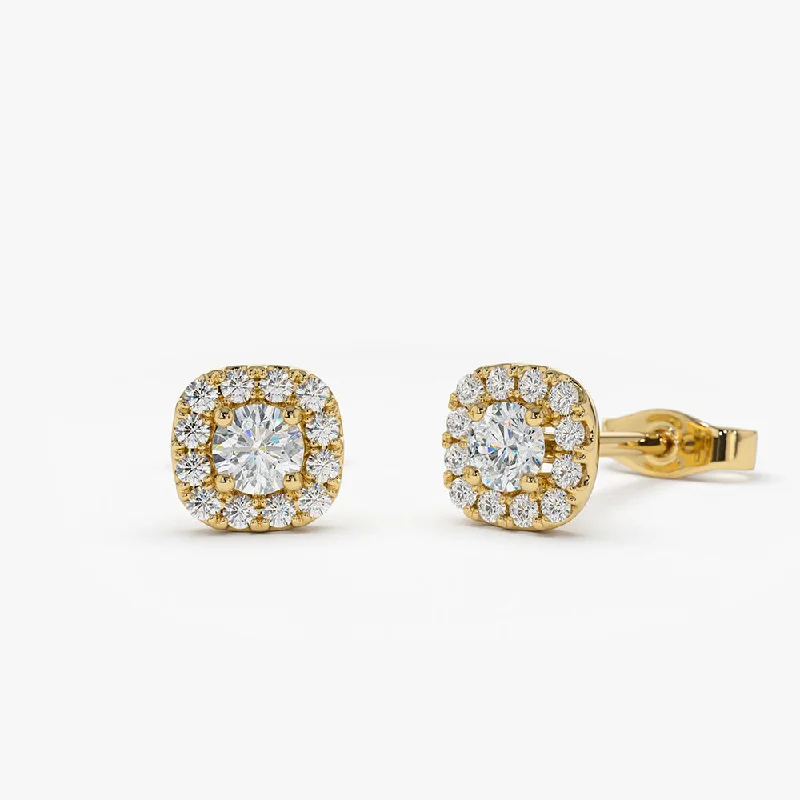 14k Halo Setting Diamond Studs