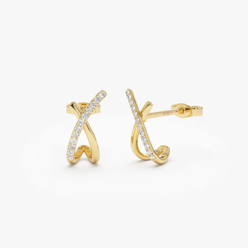 14k Moden X Design Diamond Studs