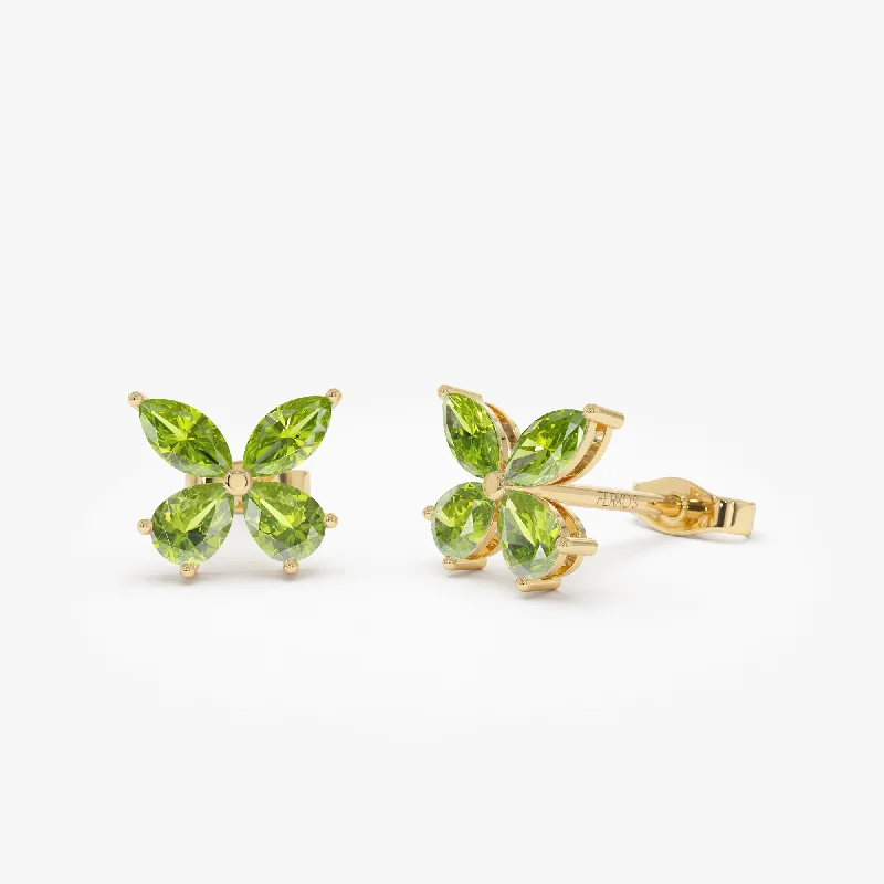 14K Peridot Butterfly Stud Earrings