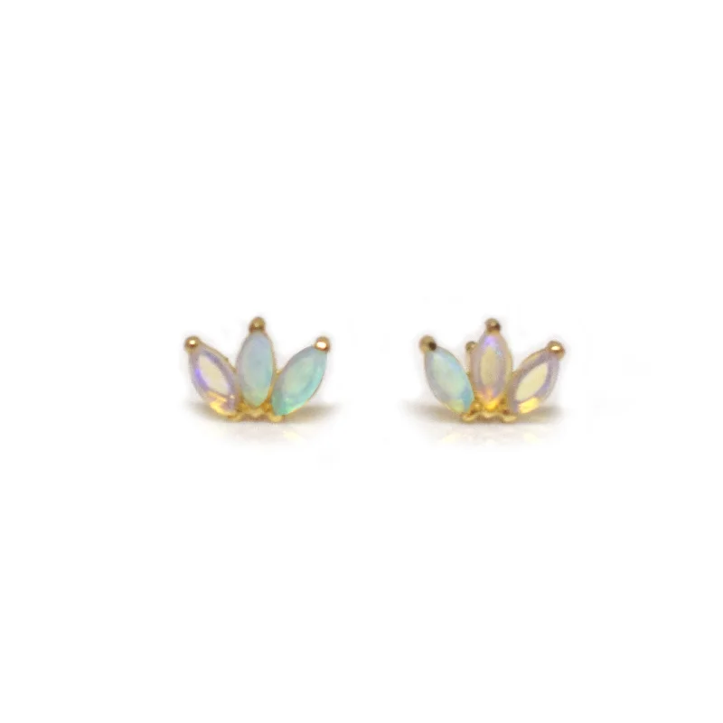 14kt Gold Opal Lotus Studs