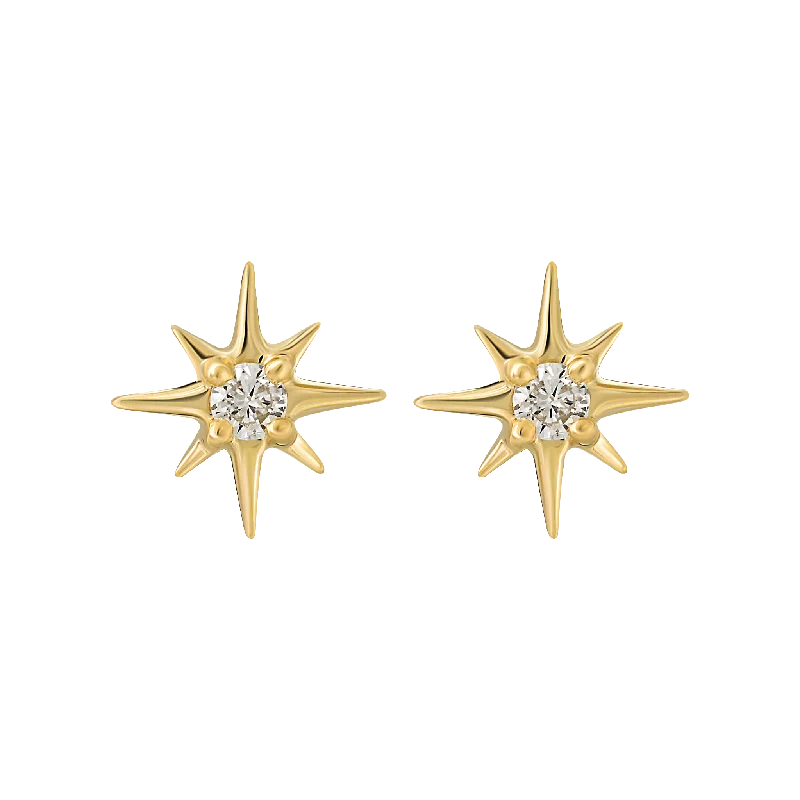 14kt Gold Mini Diamond Star Studs