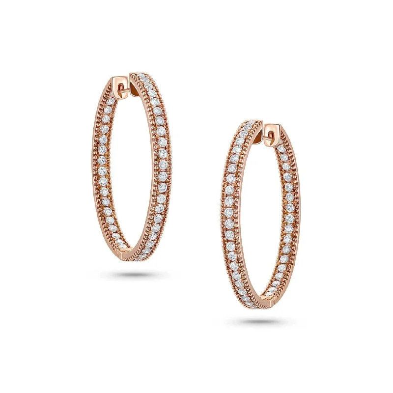 18 kt Rose Gold Diamond Hoop Earrings