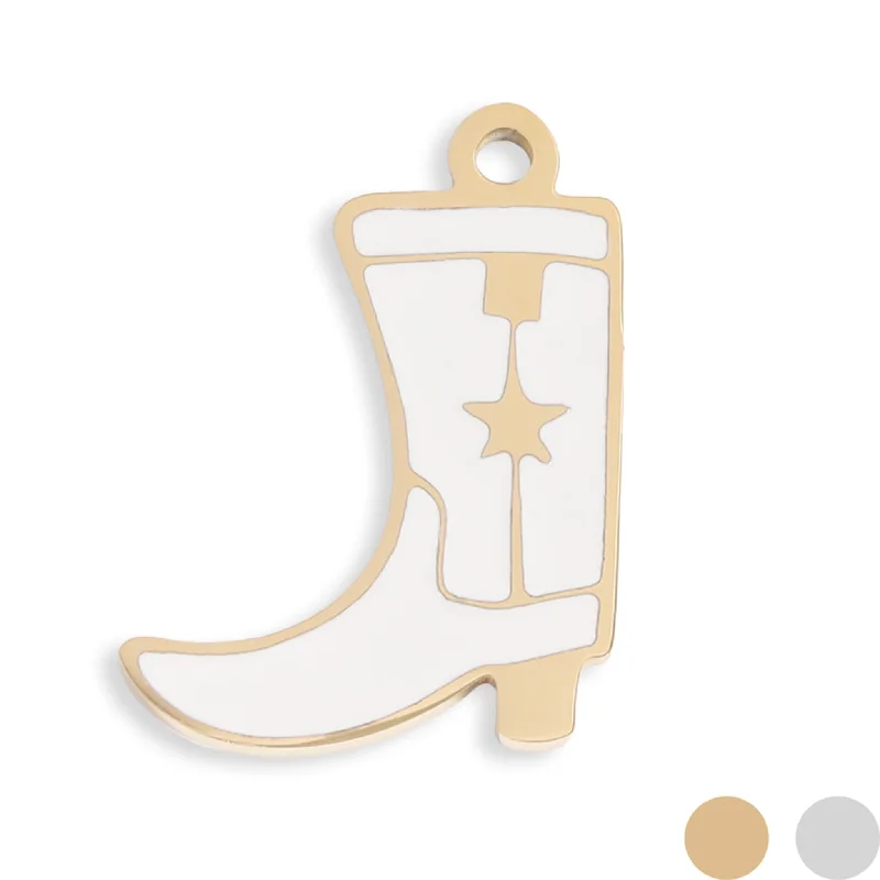 18K Gold PVD Stainless Steel Epoxy Cowboy Boot Charm / PDL0207