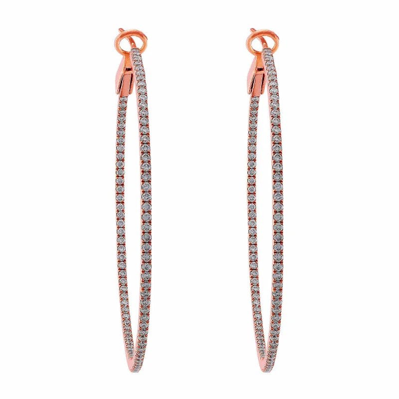 18kt Rose Gold Diamond Hoop Earrings