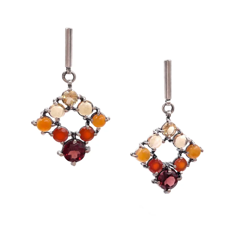 Gem Square Dangle Earrings