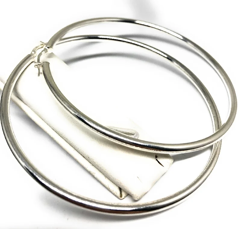 .925 Silver Hoop Earrings Arracadas 2.5-3 inch