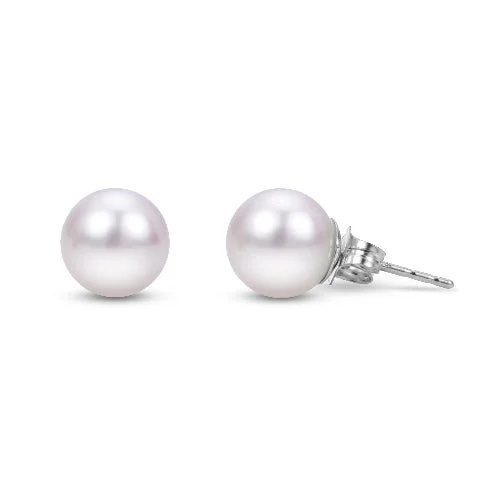 Akoya Pearl Stud Earrings 14K White Gold Posts