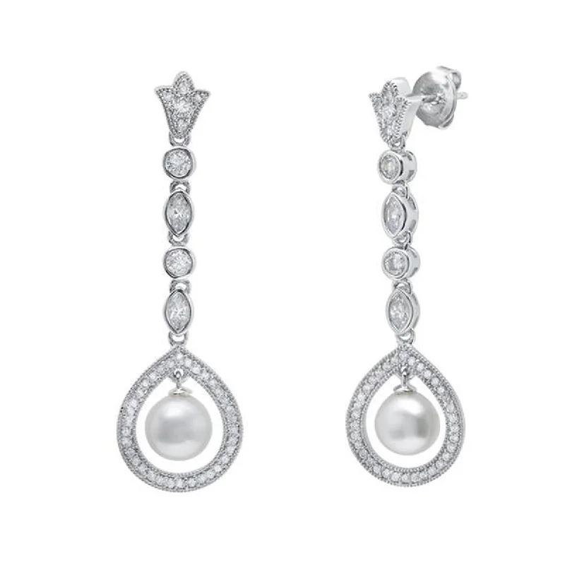 Andrew Prince by Crislu Crystal and Cultured Fresh Water Pearl Drop Earrings