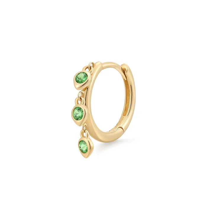 AURA | Dangling Tsavorite Huggie Hoop