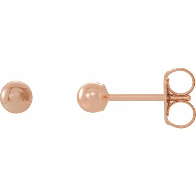 14K Rose 3 mm Ball Earrings