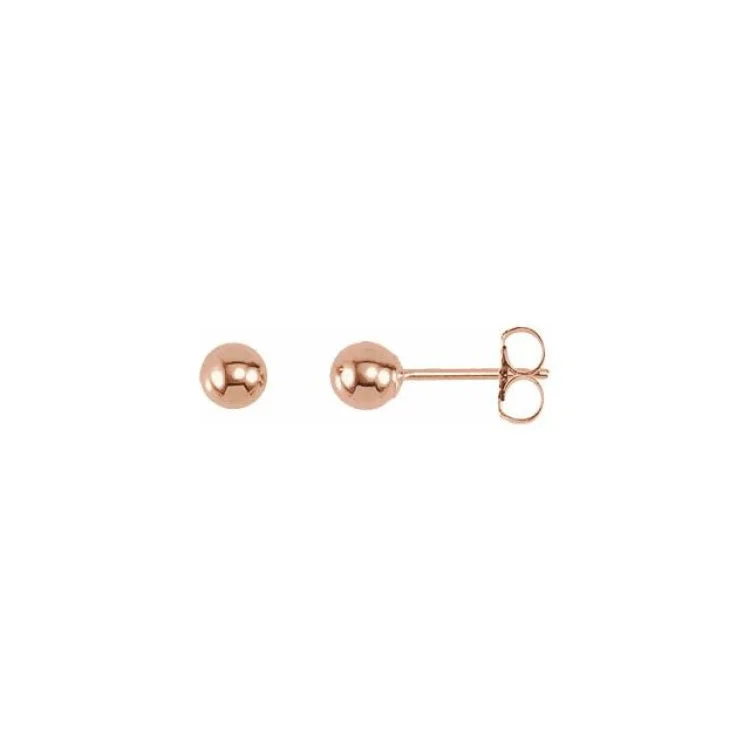 14K Rose 4 mm Ball Earrings