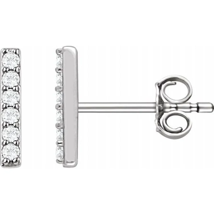 14K White 1/10 CTW Lab-Grown Diamond Bar Earrings