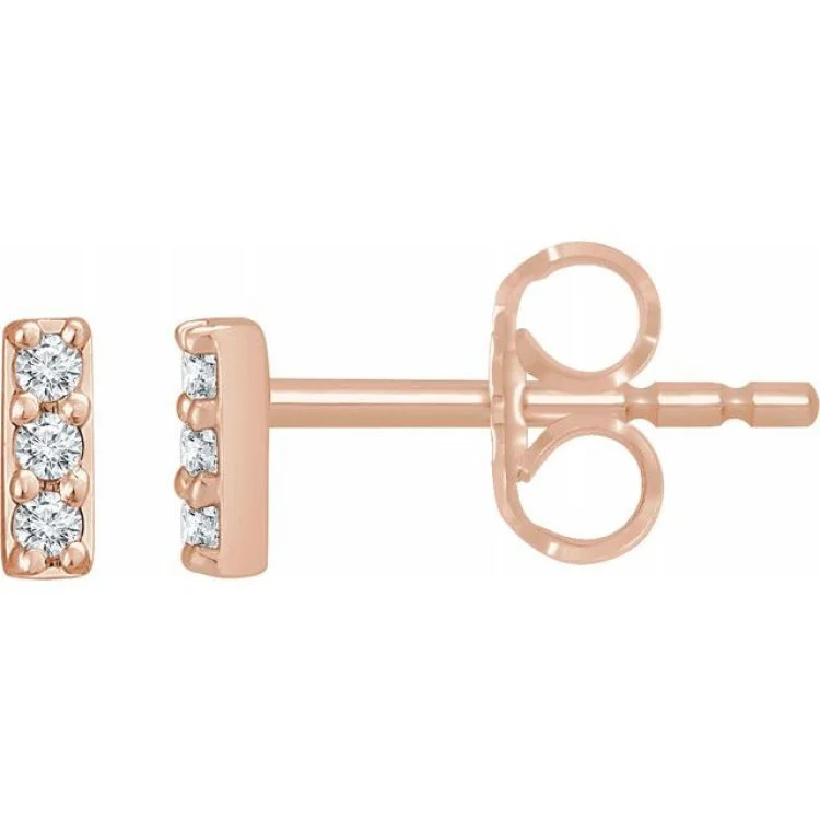 14K Rose .05 CTW Natural Diamond Bar Earrings