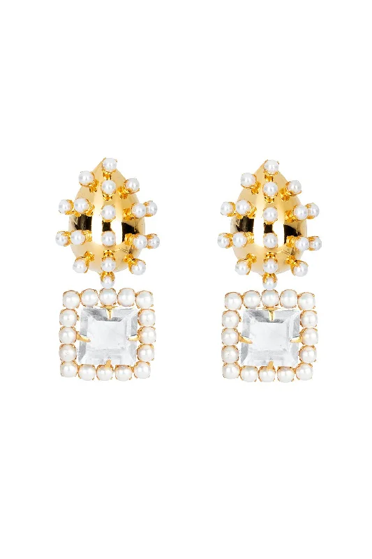 Studded Pearl Quartz Earrings