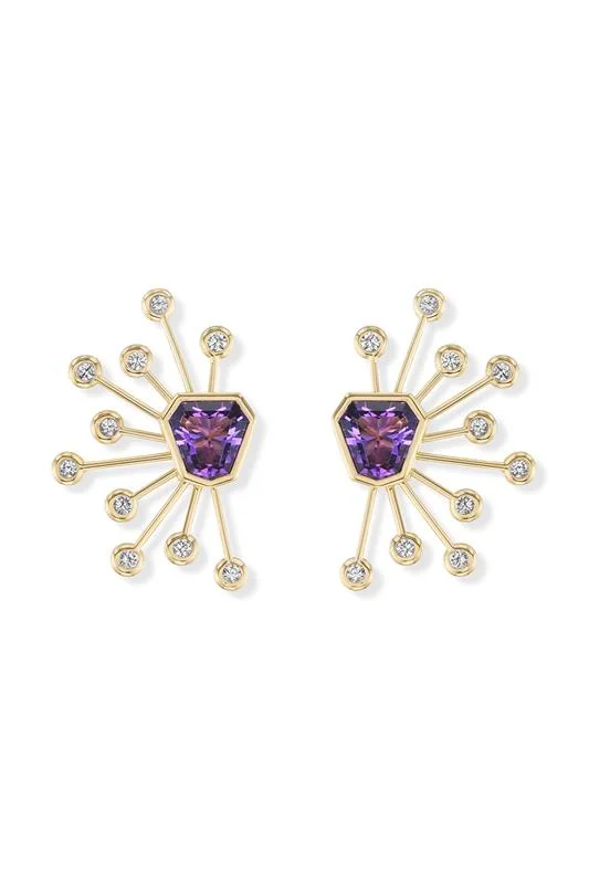 Amethyst Kite Stud Sputnik Earrings