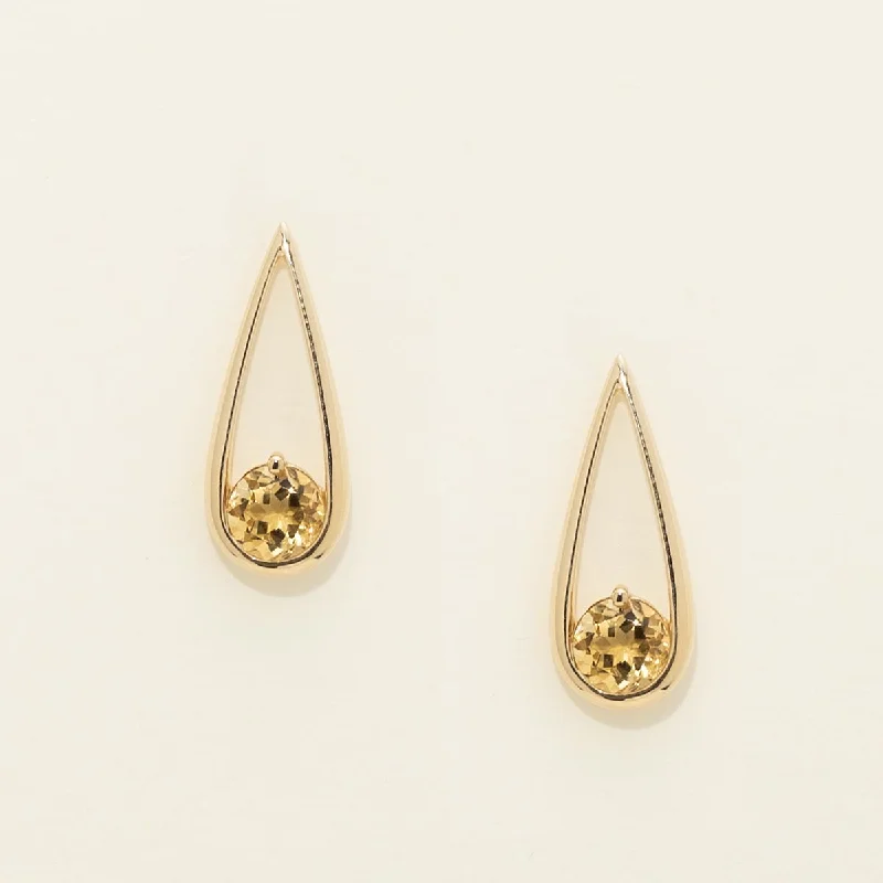 Citrine Drop Earrings in 14kt Yellow Gold