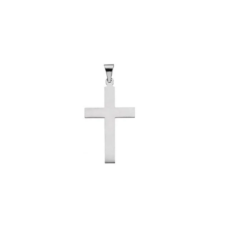 14K White 18 x 12 mm Cross Pendant