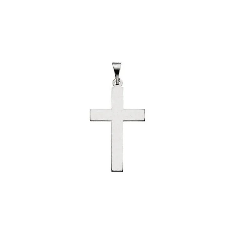 14K White 22 x 14 mm Cross Pendant