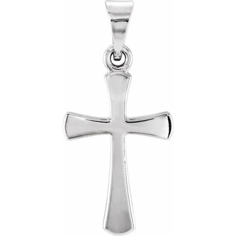 14K White 16.5x9.5 mm Cross Pendant