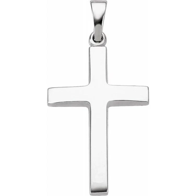 14K White 23x15.9 mm Cross Pendant