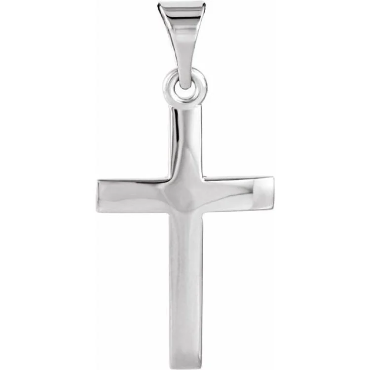 10K White 15.2x7.3 mm Cross Pendant